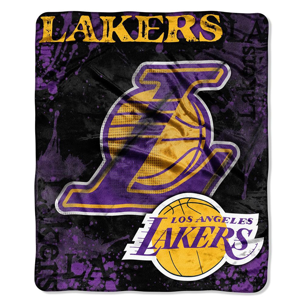 Los Angeles Lakers NBA Royal Plush Raschel Blanket (Drop Down Series) (50x60)