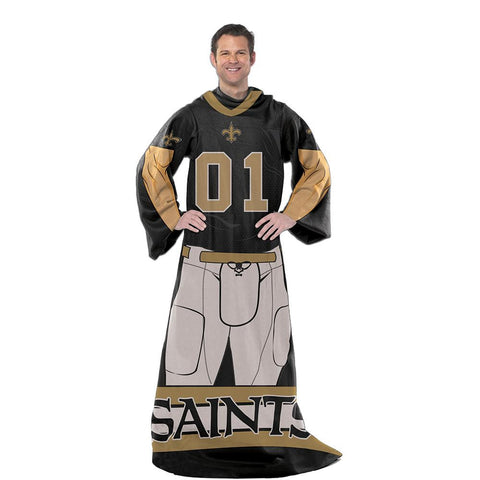 New Orleans Saints NFL Uniform Comfy Throw Blanket w- Sleeves