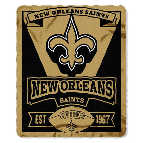 New Orleans Saints NFL Light Weight Fleece Blanket (Marque Series) (50inx60in)