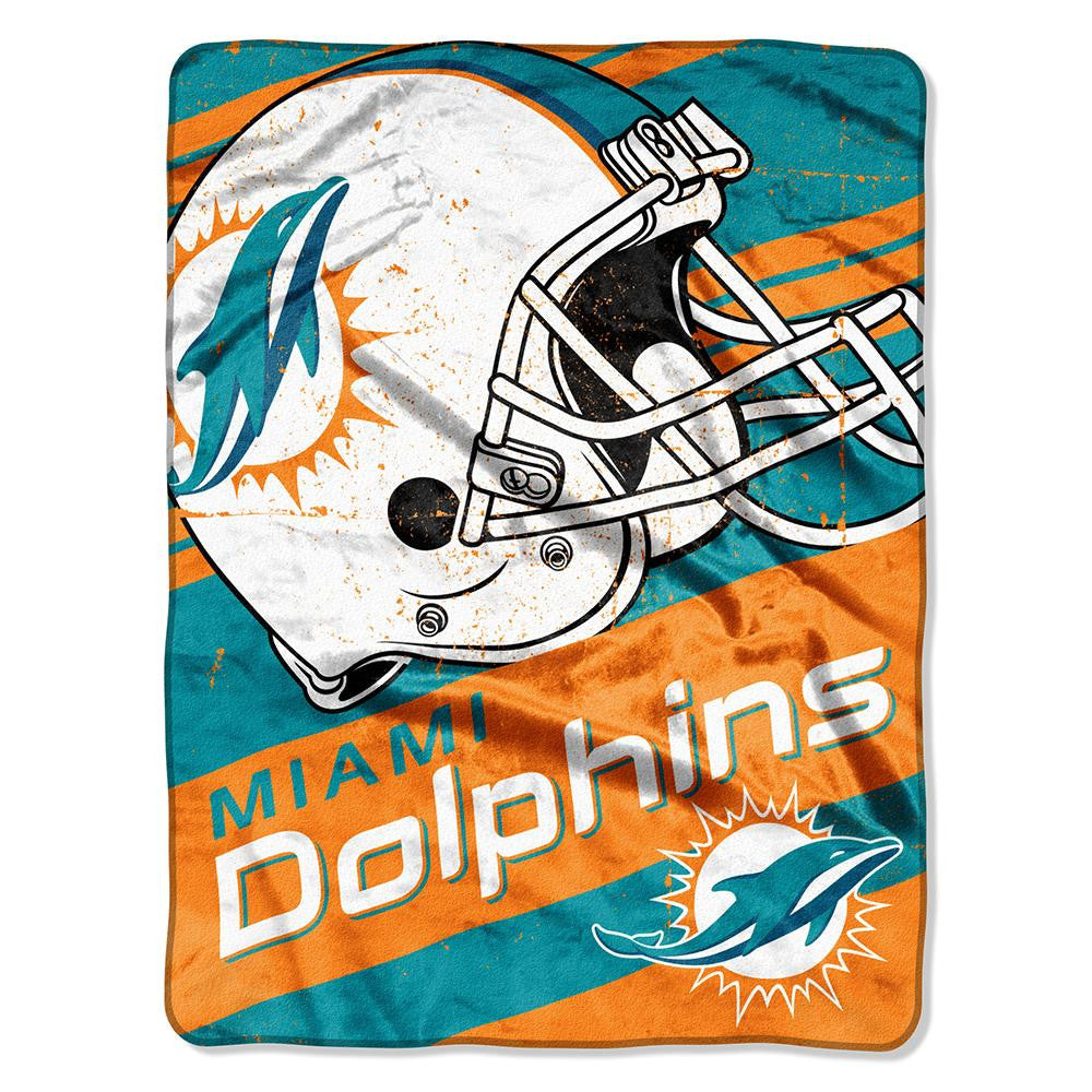 Miami Dolphins NFL Micro Raschel Blanket (Deep Slant Series) (46in x 60in)