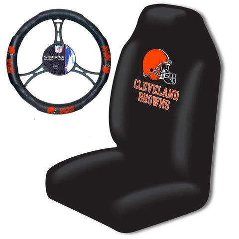 Cleveland Browns NFL Car Seat Cover and Steering Wheel Cover Set