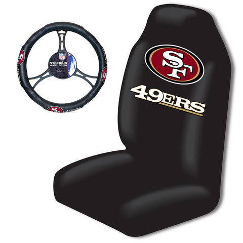 San Francisco 49ers NFL Car Seat Cover and Steering Wheel Cover Set