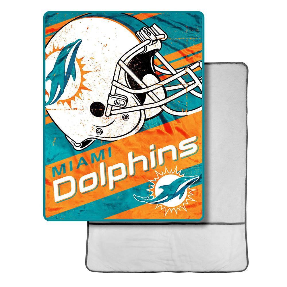 Miami Dolphins NFL Micro Sherpa Throw with Foot Pocket