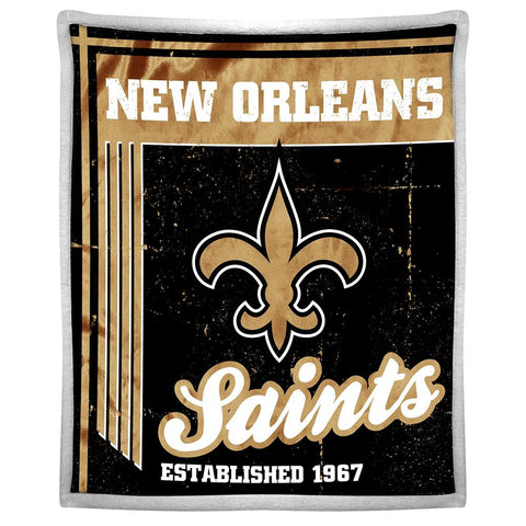 New Orleans Saints NFL Mink Sherpa Throw (50in x 60in)