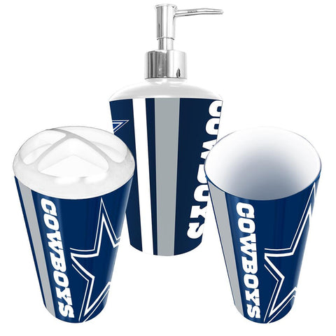 Dallas Cowboys NFL Bath Tumbler, Toothbrush Holder & Soap Pump (3pc Set)