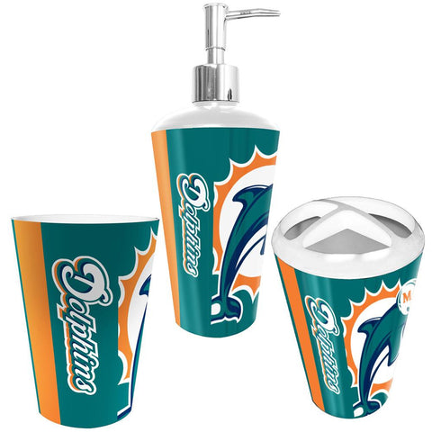 Miami Dolphins NFL Bath Tumbler, Toothbrush Holder & Soap Pump (3pc Set)