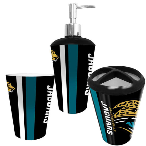 Jacksonville Jaguars NFL Bath Tumbler, Toothbrush Holder & Soap Pump (3pc Set)