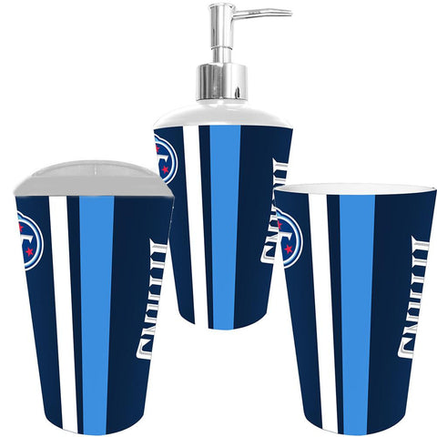 Tennessee Titans NFL Bath Tumbler, Toothbrush Holder & Soap Pump (3pc Set)
