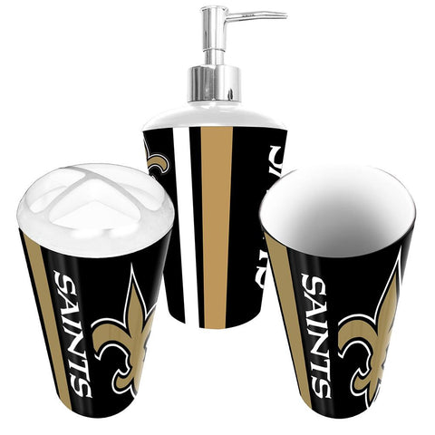 New Orleans Saints NFL Bath Tumbler, Toothbrush Holder & Soap Pump (3pc Set)