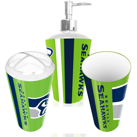 Seattle Seahawks NFL Bath Tumbler, Toothbrush Holder & Soap Pump (3pc Set)