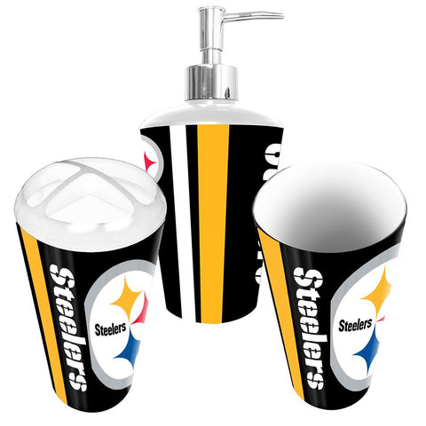 Pittsburgh Steelers NFL Bath Tumbler, Toothbrush Holder & Soap Pump (3pc Set)