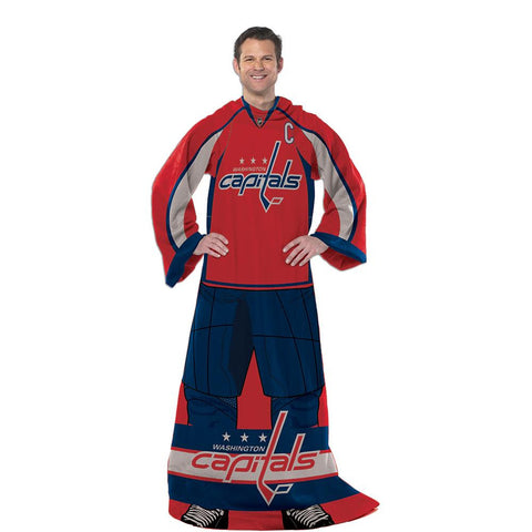 Washington Capitals NHL Adult Uniform Comfy Throw Blanket w- Sleeves