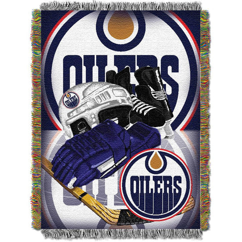Edmonton Oilers NHL Woven Tapestry Throw Blanket (Home Ice Advantage) (48x60)