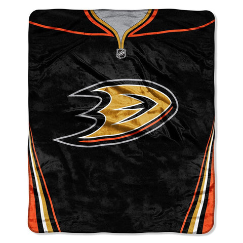 Anaheim Ducks NHL Royal Plush Raschel Blanket (Jersey Series) (50in x 60in)