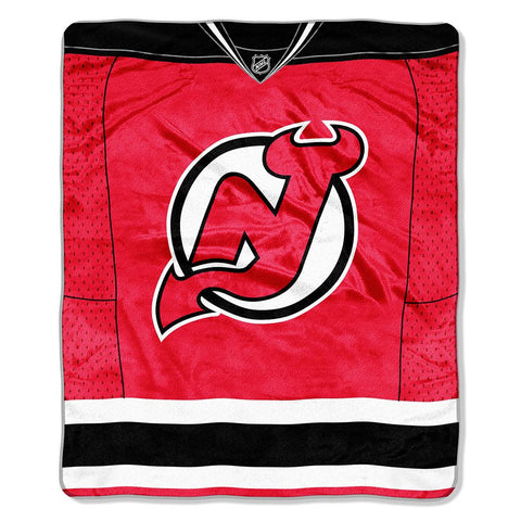 New Jersey Devils NHL Royal Plush Raschel Blanket (Jersey Series) (50in x 60in)