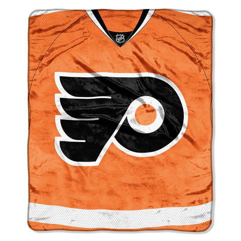 Philadelphia Flyers NHL Royal Plush Raschel Blanket (Jersey Series) (50x60)
