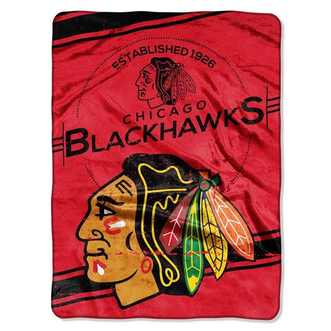 Chicago Blackhawks NHL Royal Plush Raschel Blanket (Stamp Series) (60x80)