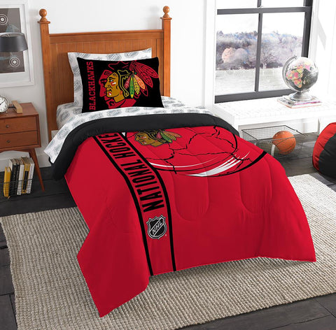 Chicago Blackhawks NHL Twin Comforter Bed in a Bag (Soft & Cozy) (64in x 86in)