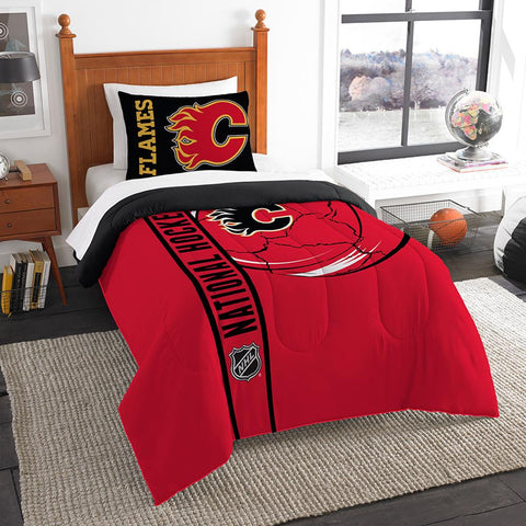 Calgary Flames NHL Printed Comforter & Sham Set (Twin) (64 x 86)