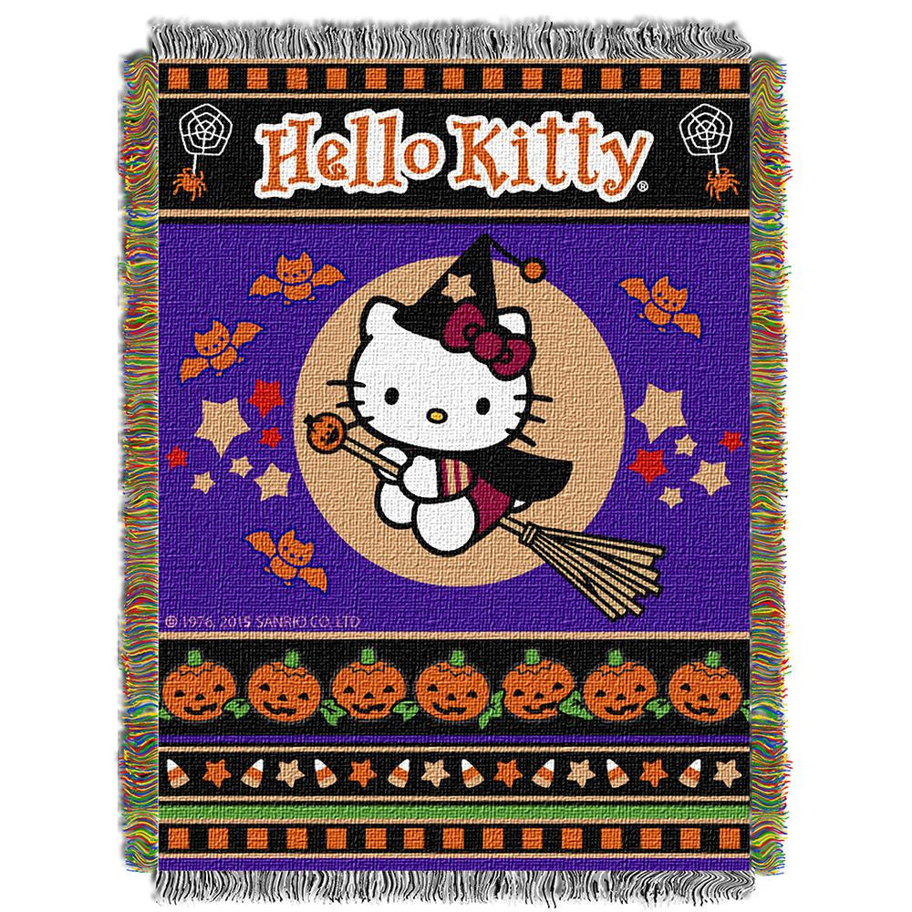 Hello Kitty Witchy Kitty  Woven Tapestry Throw (48inx60in)