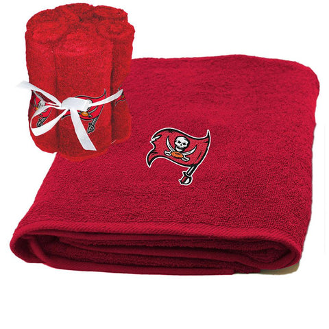 Tampa Bay Buccaneers NFL Applique Bath Towel and 6 Pack Washcloth Set