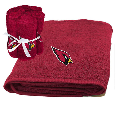 Arizona Cardinals NFL Applique Bath Towel and 6 Pack Washcloth Set