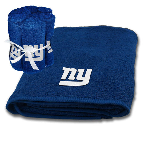 New York Giants NFL Applique Bath Towel and 6 Pack Washcloth Set