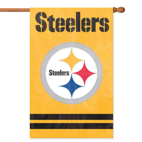 Pittsburgh Steelers NFL Applique Banner Flag Yellow Background