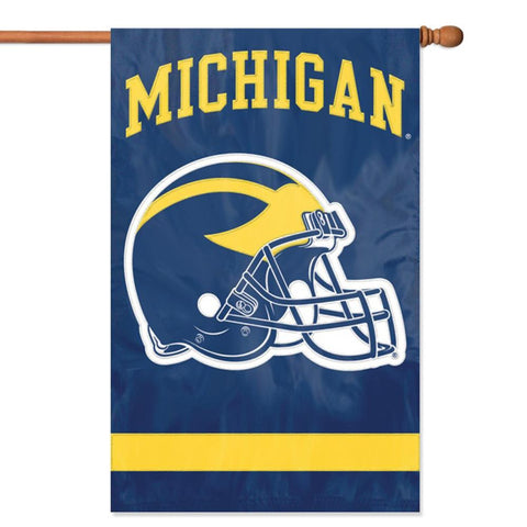 Michigan Wolverines NCAA Applique Banner Flag (44x28) Helmet