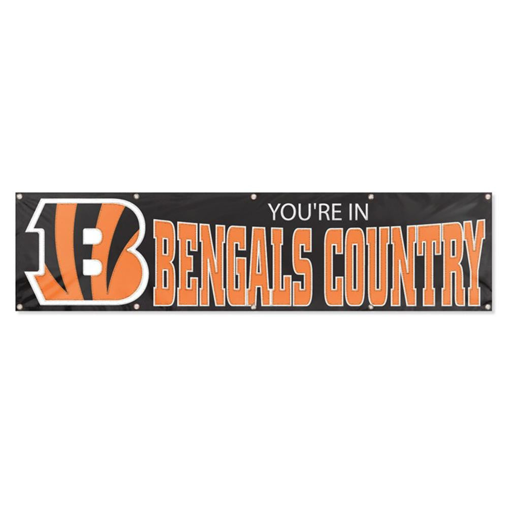 Cincinnati Bengals NFL Applique & Embroidered Party Banner (96x24)