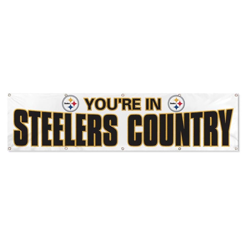 Pittsburgh Steelers NFL Giant 8' x 2' Banner You're in Steelers Country white