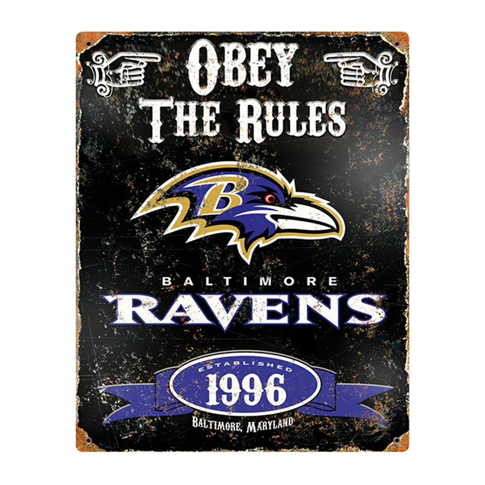 Baltimore Ravens NFL Vintage Metal Sign (11.5in x 14.5in)