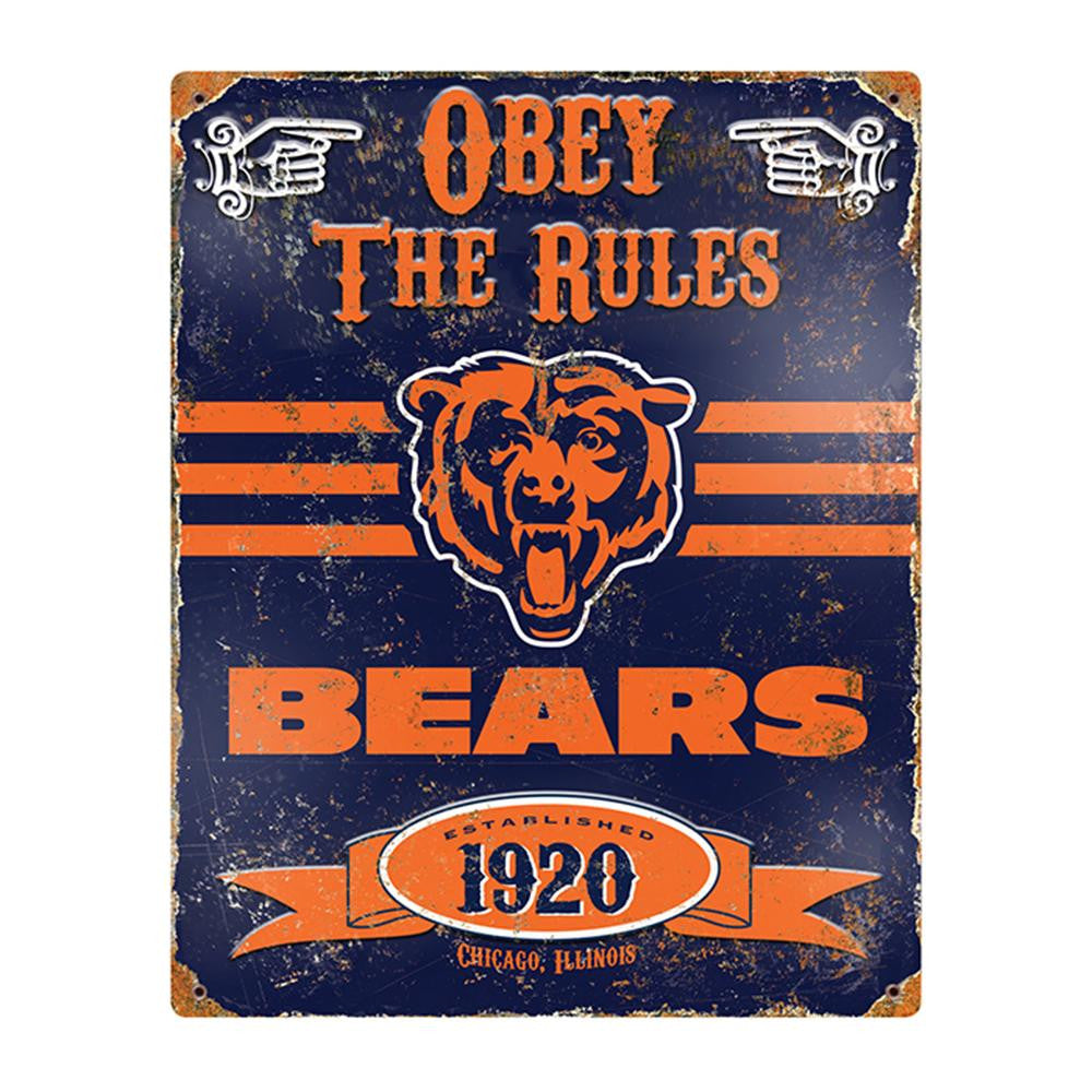 Chicago Bears NFL Vintage Metal Sign (11.5in x 14.5in)