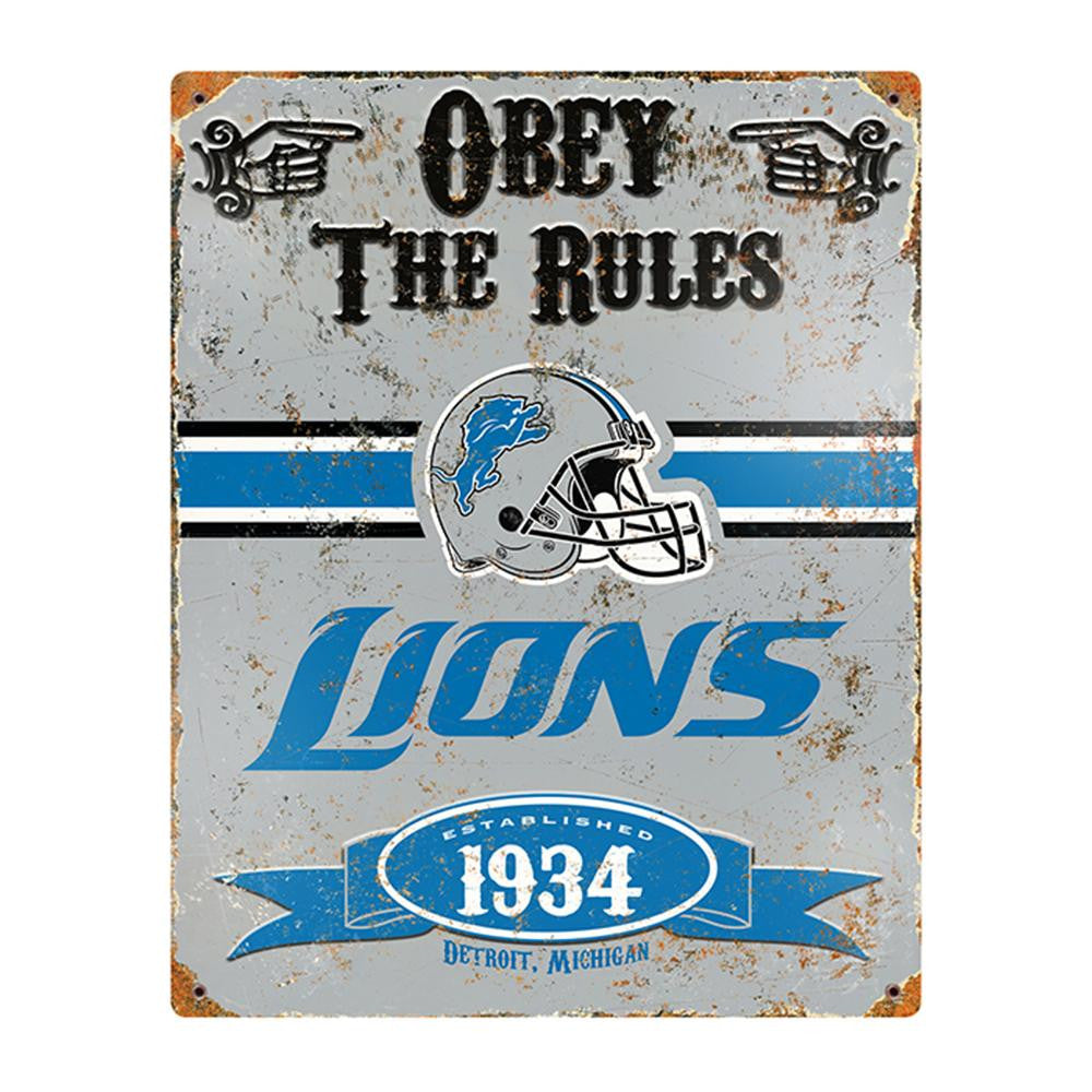 Detroit Lions NFL Vintage Metal Sign (11.5in x 14.5in)