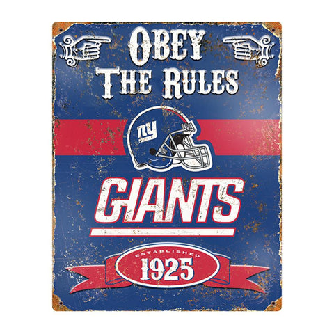 New York Giants NFL Vintage Metal Sign (11.5in x 14.5in)
