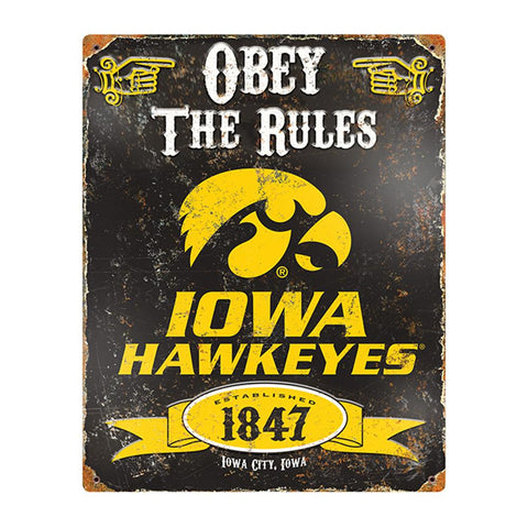 Iowa Hawkeyes NCAA Vintage Metal Sign (11.5in x 14.5in)