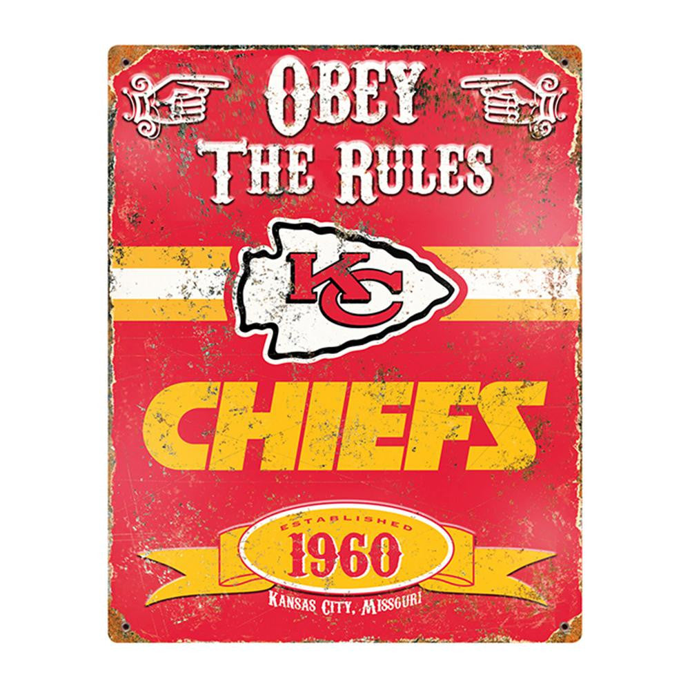 Kansas City Chiefs NFL Vintage Metal Sign (11.5in x 14.5in)
