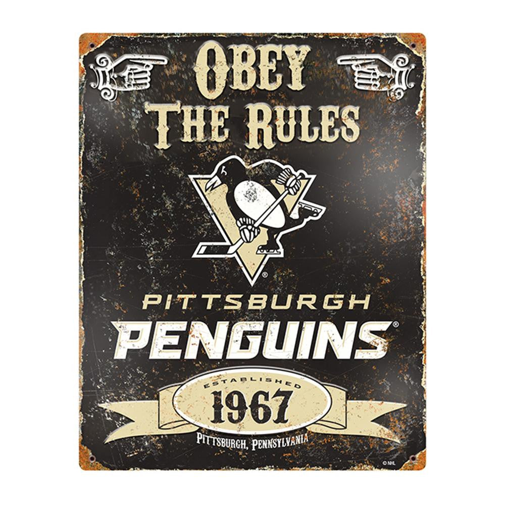 Pittsburgh Penguins NHL Vintage Metal Sign (11.5in x 14.5in)