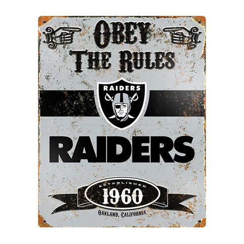 Oakland Raiders NFL Vintage Metal Sign (11.5in x 14.5in)