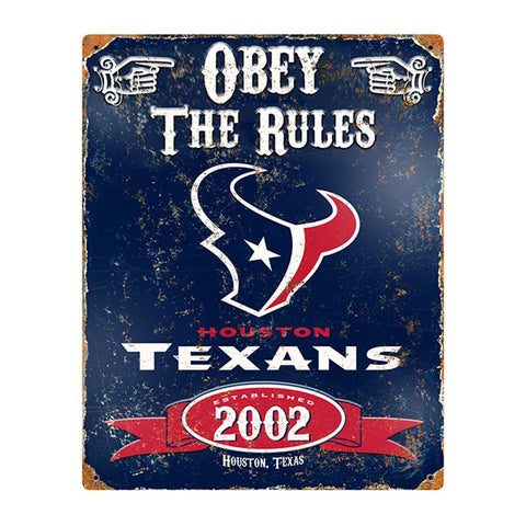 Houston Texans NFL Vintage Metal Sign (11.5in x 14.5in)