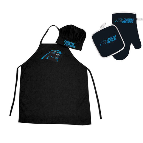 Carolina Panthers NFL Barbeque Apron , Chef's Hat and Pot Holder Deluxe Set