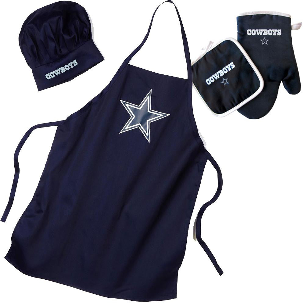 Dallas Cowboys NFL Barbeque Apron, Chef's Hat and Pot Holder Deluxe Set