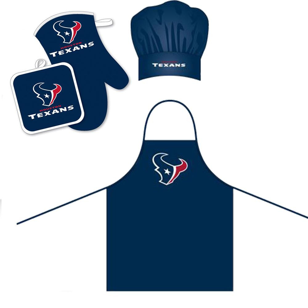 Houston Texans NFL Barbeque Apron, Chef's Hat and Pot Holder Deluxe Set