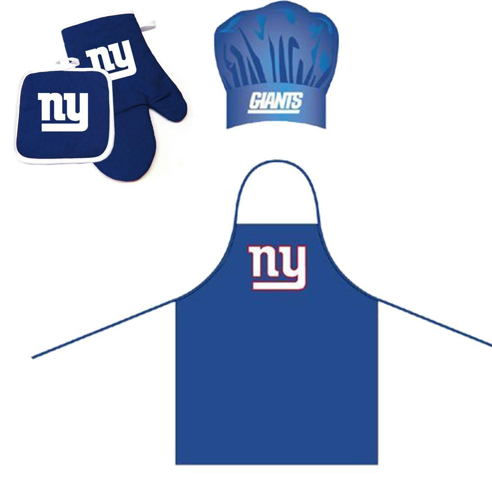 New York Giants NFL Barbeque Apron, Chef's Hat and Pot Holder Deluxe Set