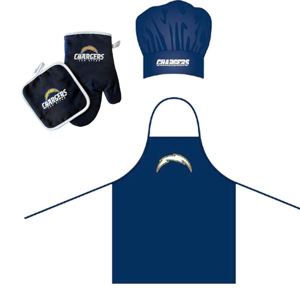 San Diego Chargers NFL Barbeque Apron, Chef's Hat and Pot Holder Deluxe Set
