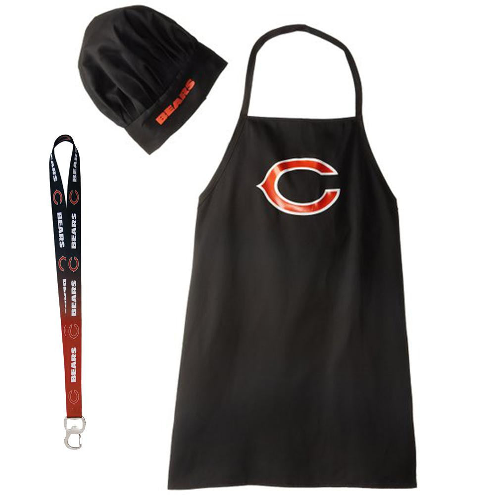 Chicago Bears NFL Barbeque Apron and Chef's Hat with Bottle Opener