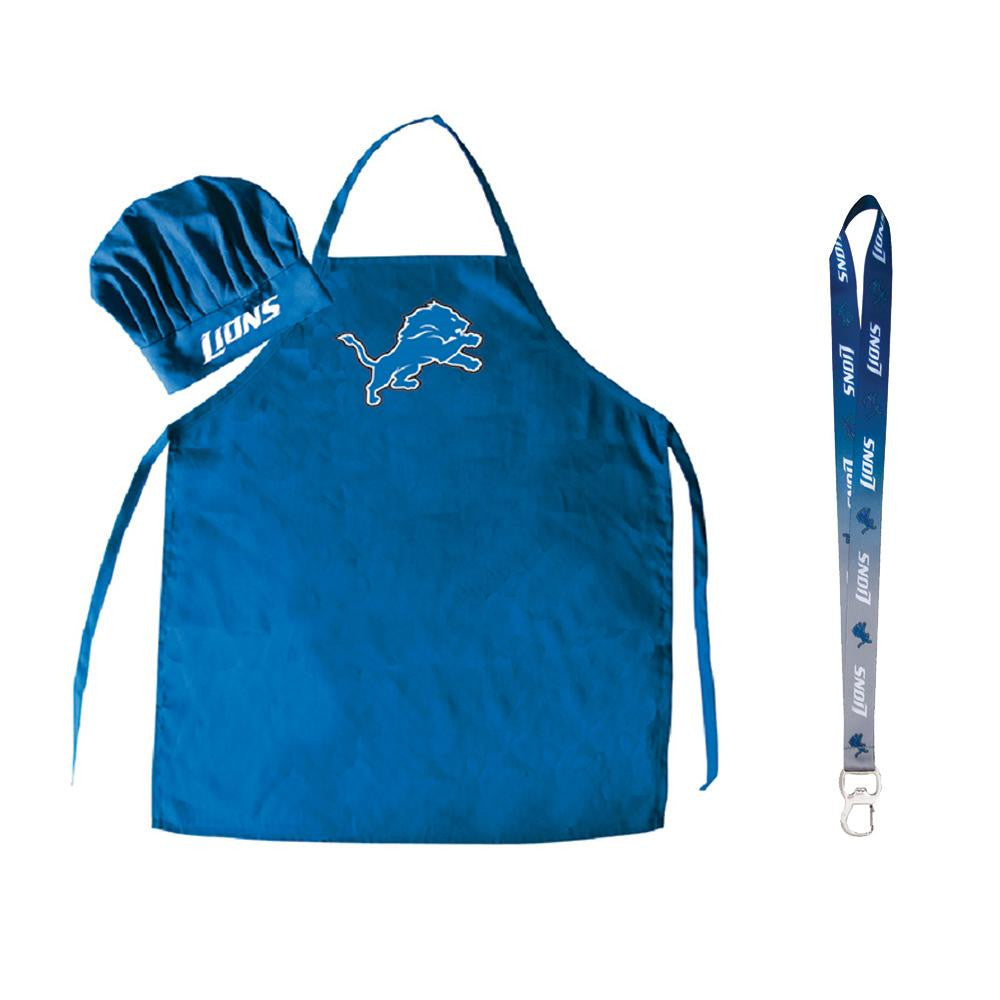 Detroit Lions NFL Barbeque Apron and Chef's Hat with Bottle Opener