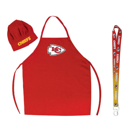 Kansas City Chiefs NFL Barbeque Apron and Chef's Hat with Bottle Opener