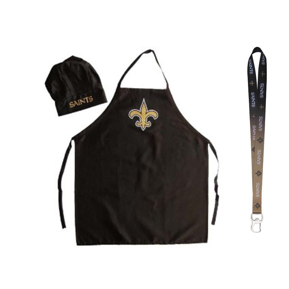 New Orleans Saints NFL Barbeque Apron and Chef's Hat with Bottle Opener