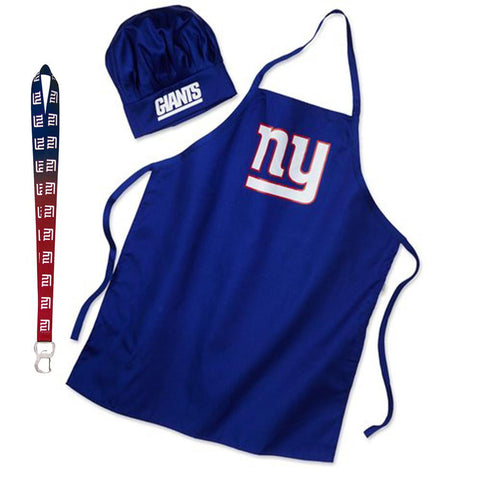 New York Giants NFL Barbeque Apron and Chef's Hat with Bottle Opener